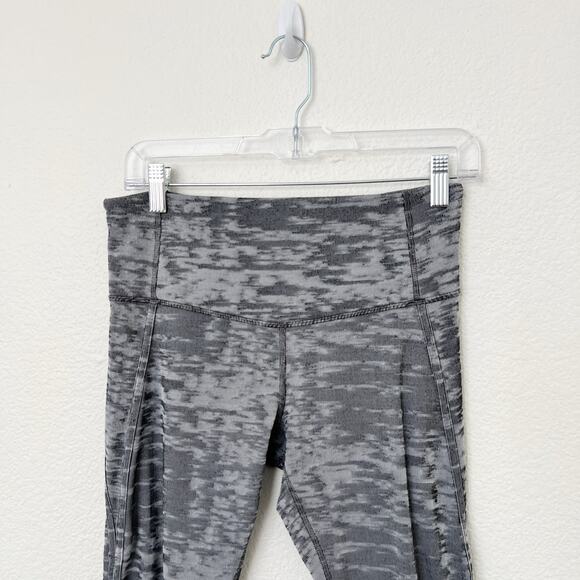 [Lululemon] Gray Jacquard Mid Rise Beat The Heat Tight Mesh Run Leggings Size 8 - Picture 7 of 11